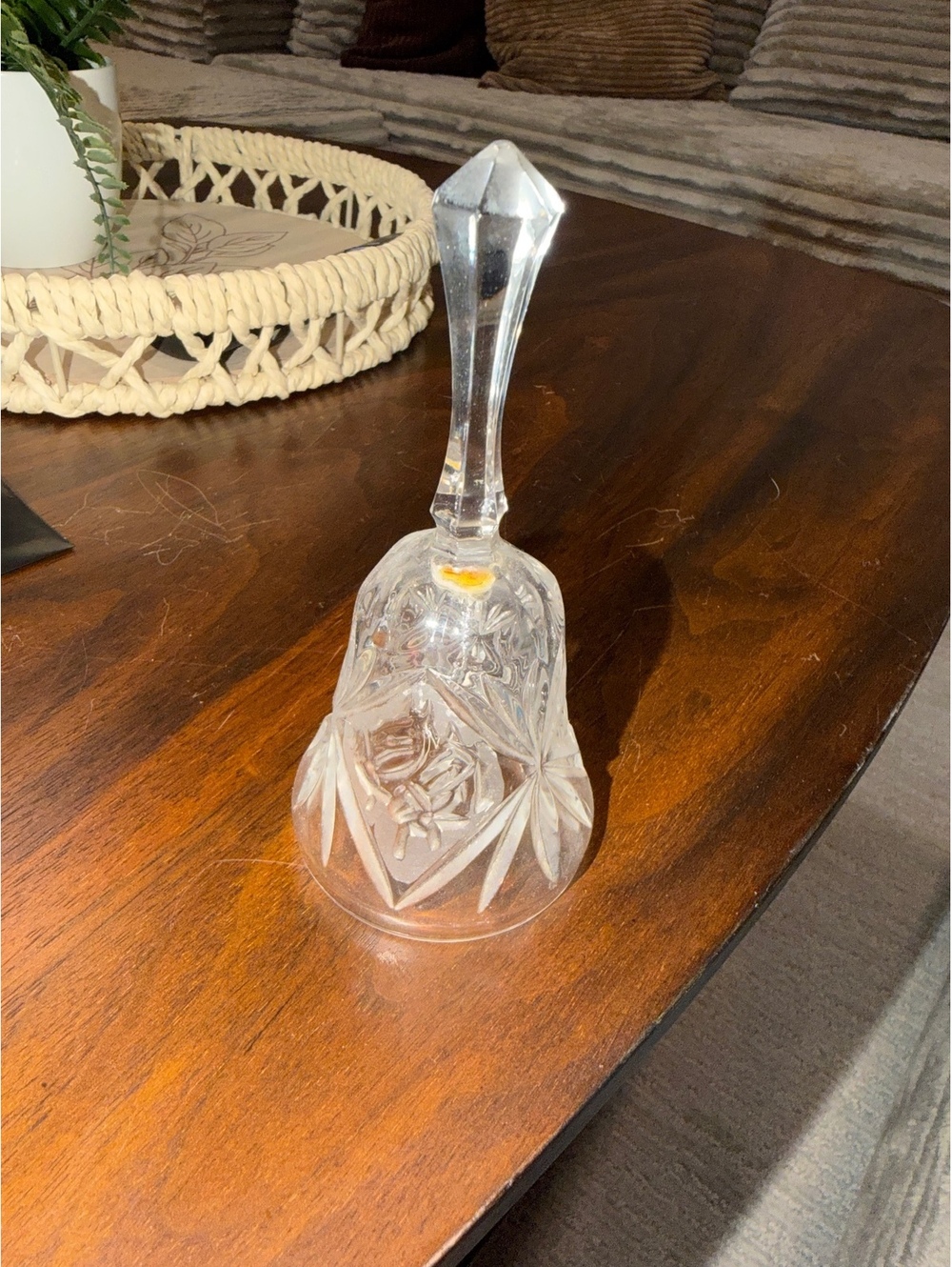 Pressed Glass Bell with Floral Pattern